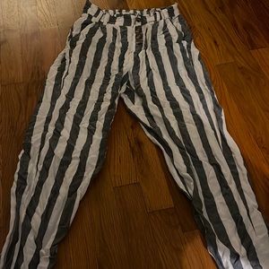 White and Blue striped American eagle pants, barely worn